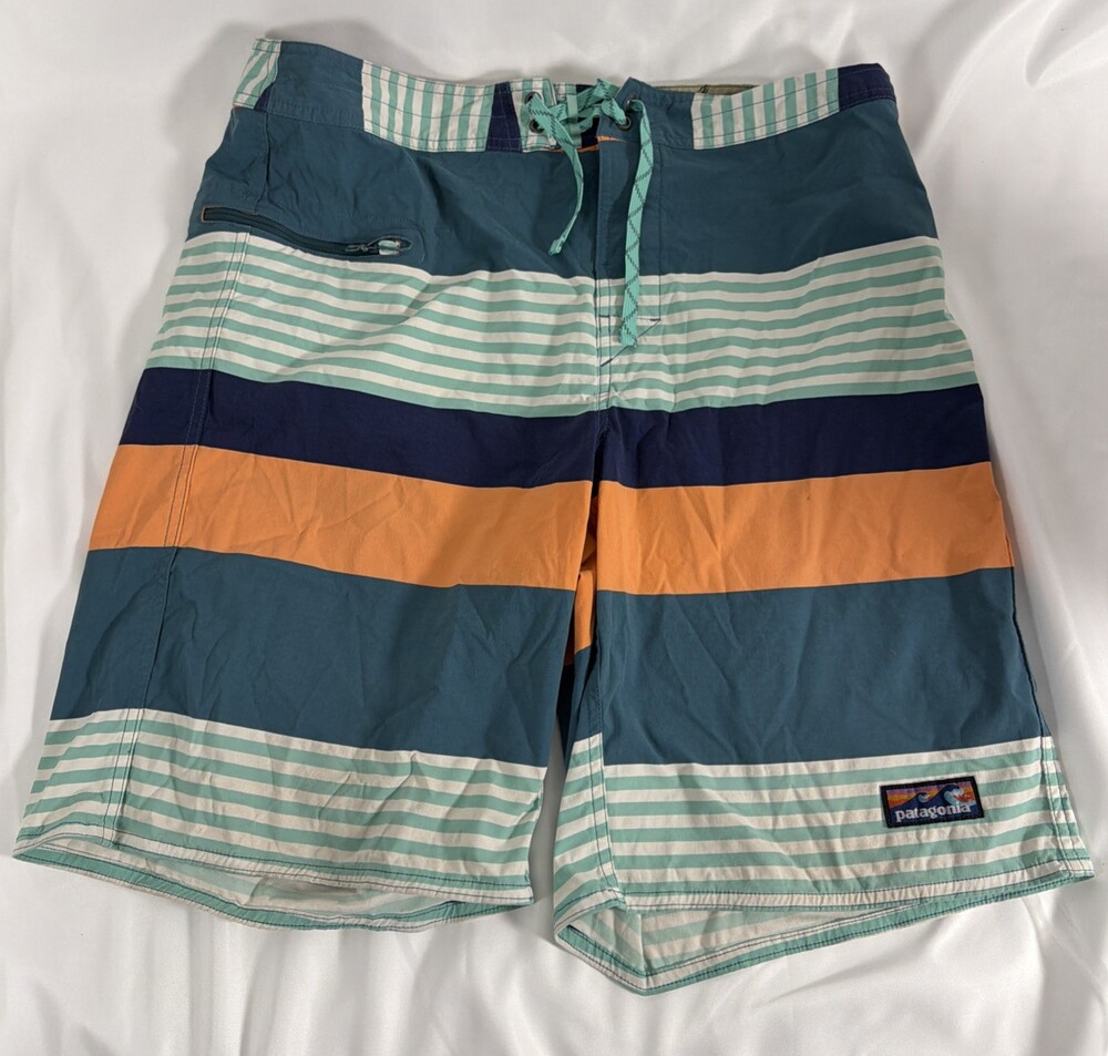 Patagonia Wavefarer Worn Wear Board Shorts Mens 36 Unline Swim Trunks Striped